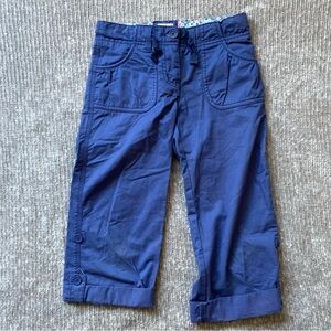 Mini Boden Cornflower Blue Capri‎ Pants Size 7 Roll Tab Cuffs Classic Casual